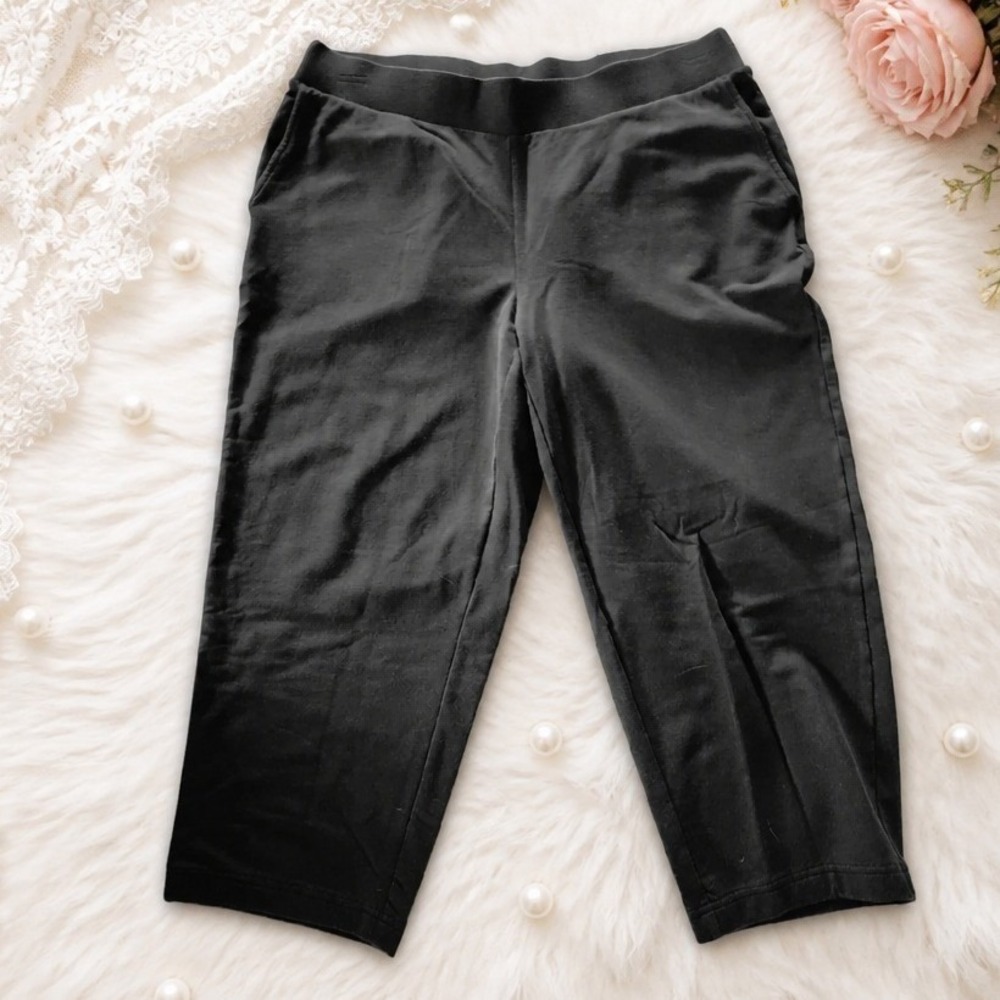 J. Jill XLP Pure Jill Affinity French Terry Slim Crop Pants XL Petite Black